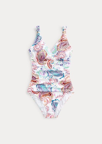 One-Piece Ralph Lauren Mujer Blancos - Paisley Surplice - PNCAM2304